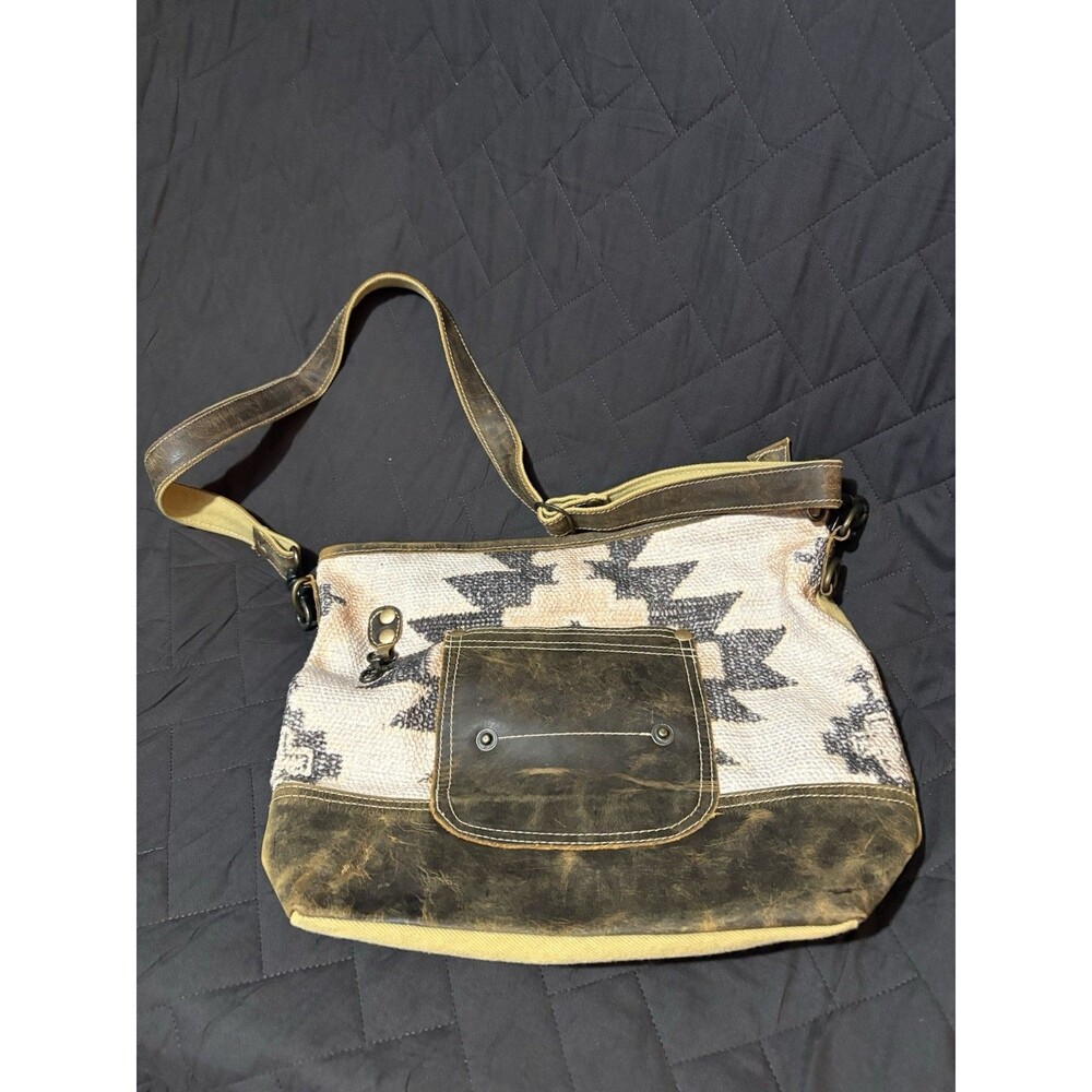 Myra Bag Beige Brown Black Geometric Crossbody Zip Detachable Strap Pockets
